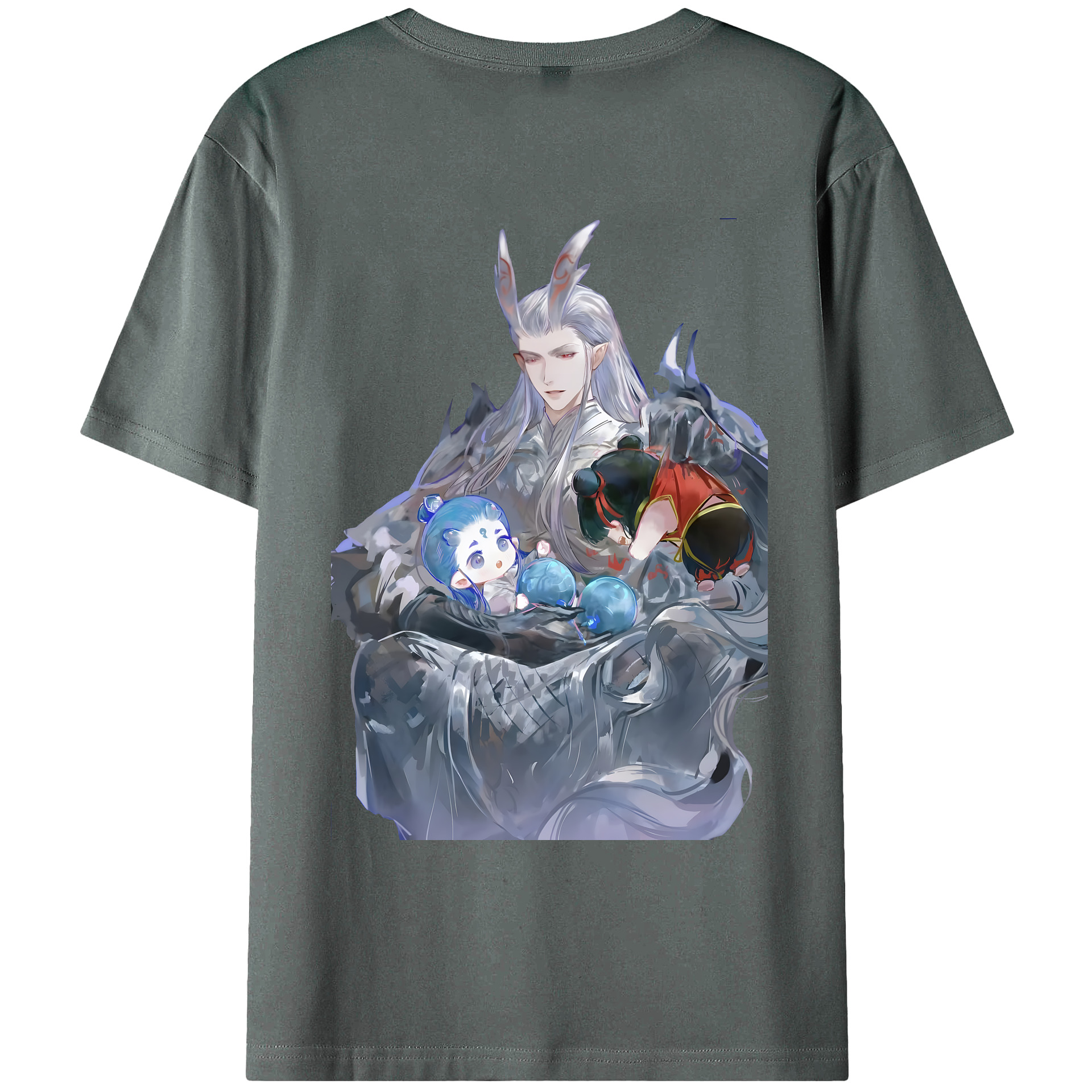 （画像用） Ne Zha 2 ナタ 魔童の大暴れ 綿100％ メンズ半袖Tシャツ（バックプリント） 通気性